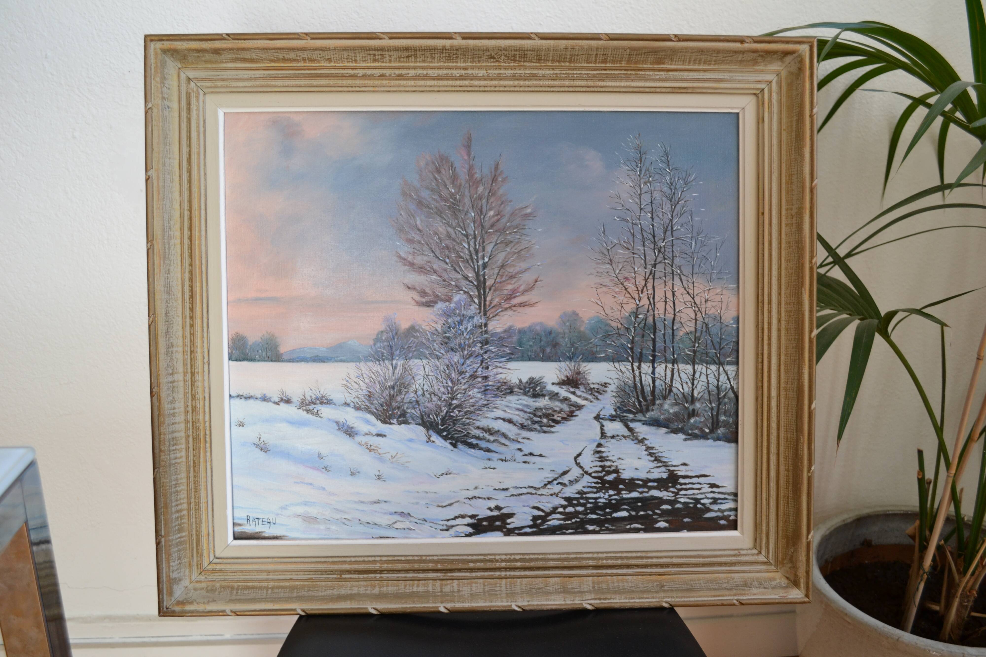 Rateau "Snowy landscape" framed HST painting