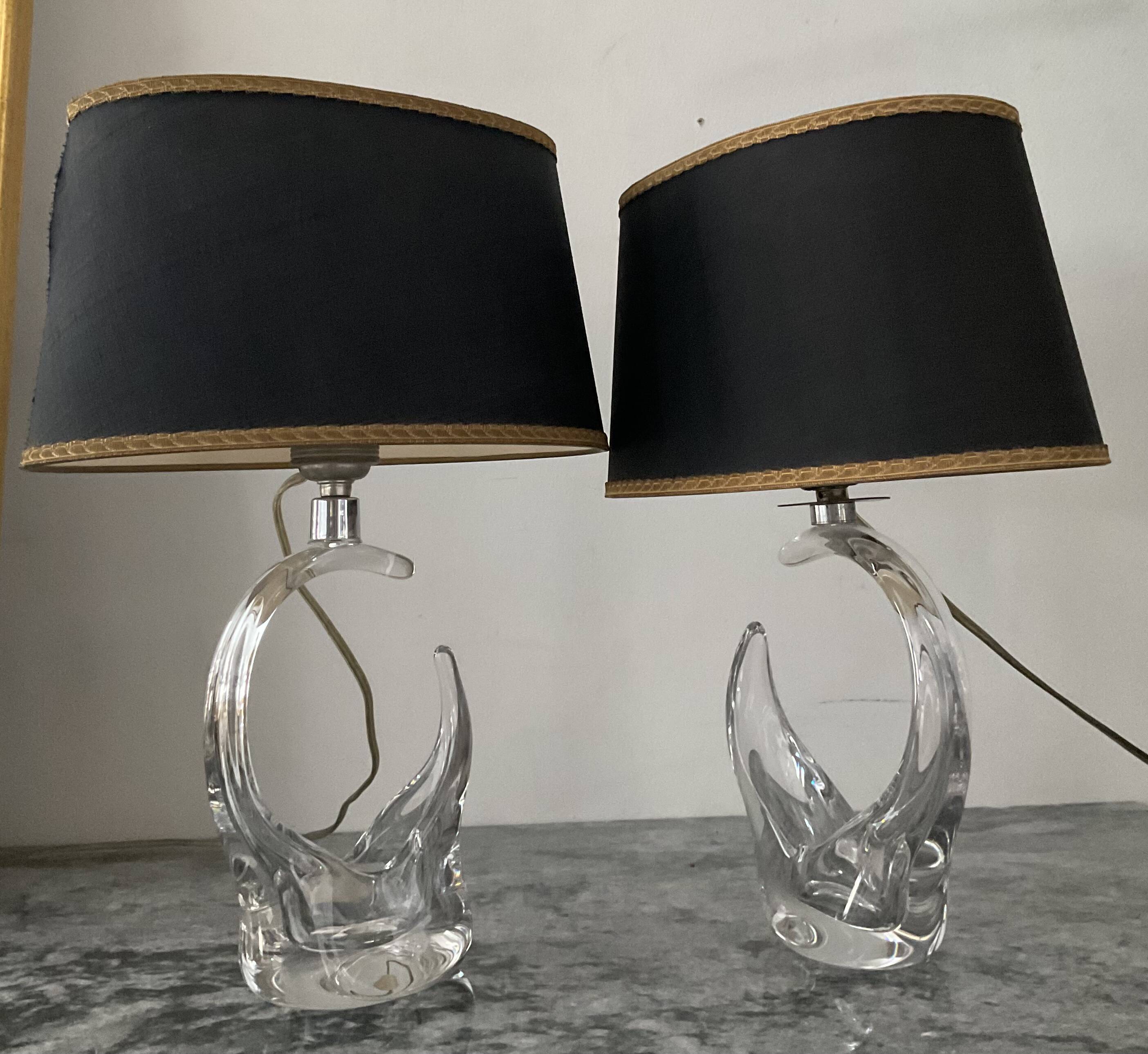 Pair of Saint Louis crystal lamps from the 1950s-60s.