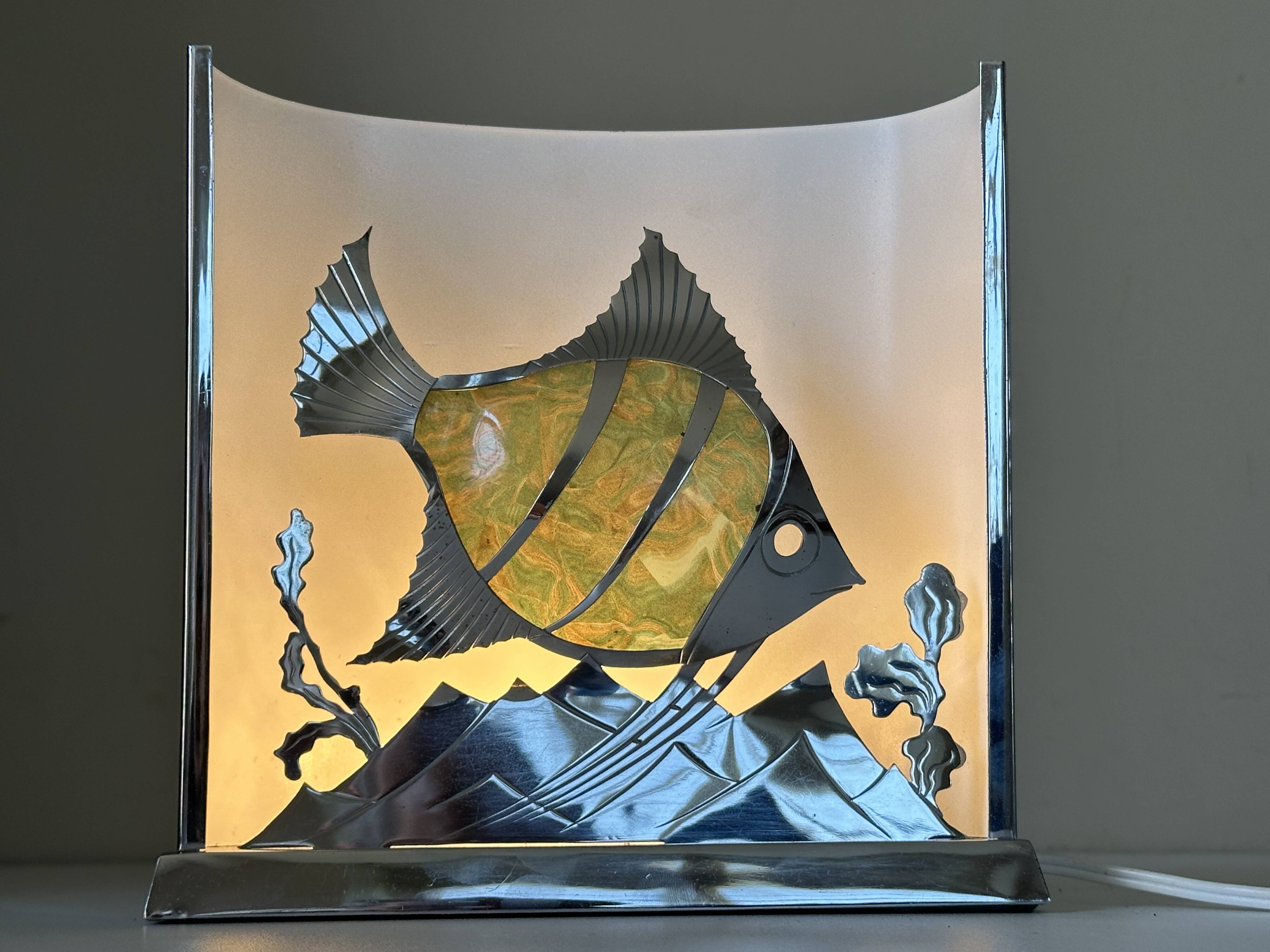 Fish lamp signed vintage design 50s