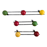Porte manteau mural boules bois métal noir années 60