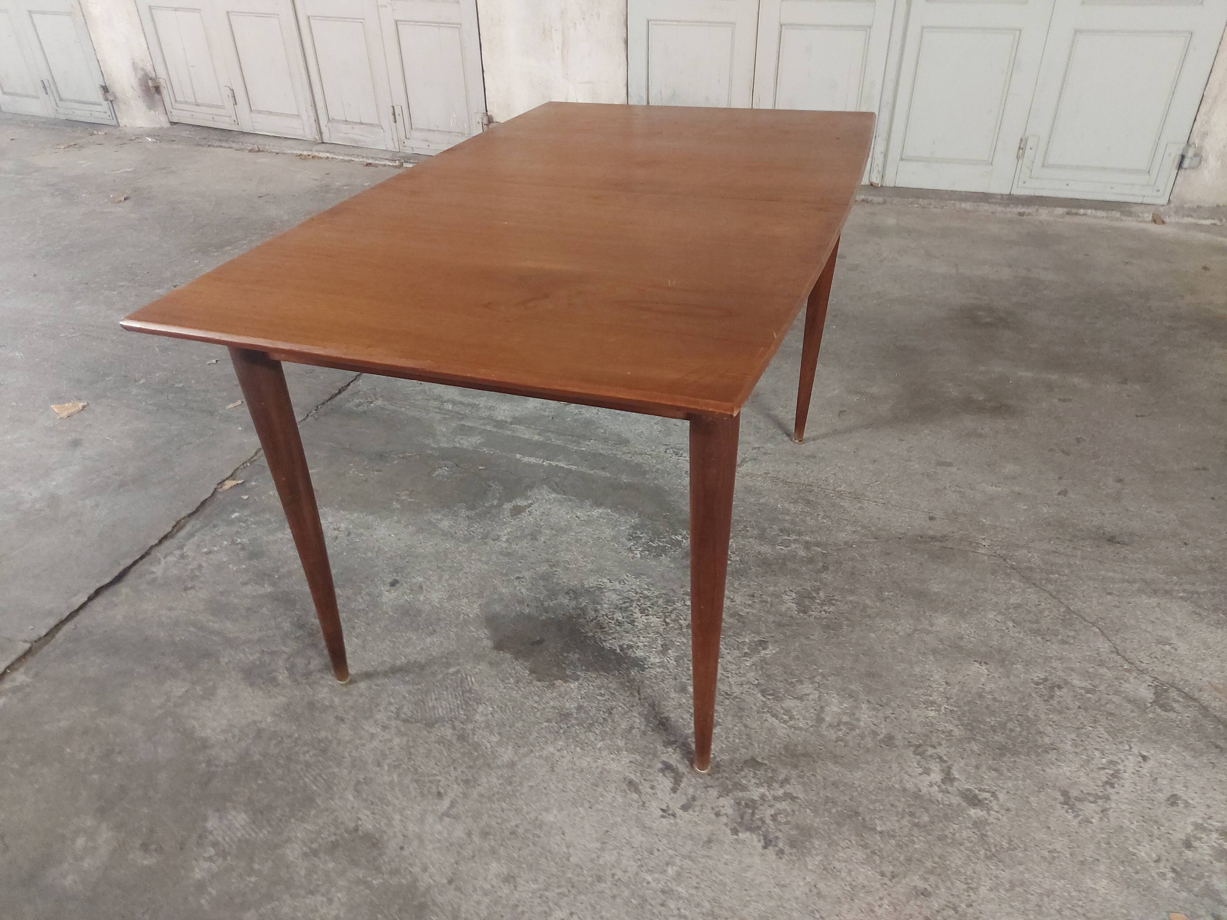 Scandinavian teak table with built-in extension