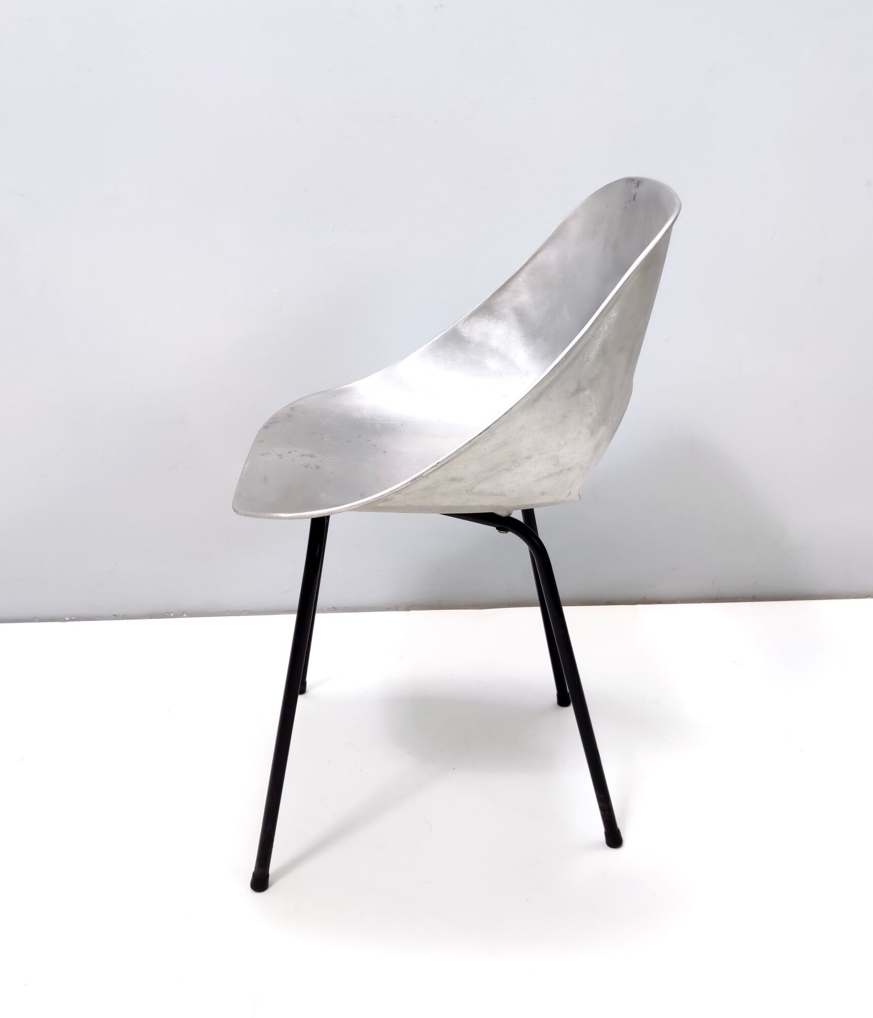Set of Three Aluminum "Tulipe" Tonneu Chairs by Pierre Guariche, France