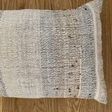 Cushion in old woven kilim style canvas, patched