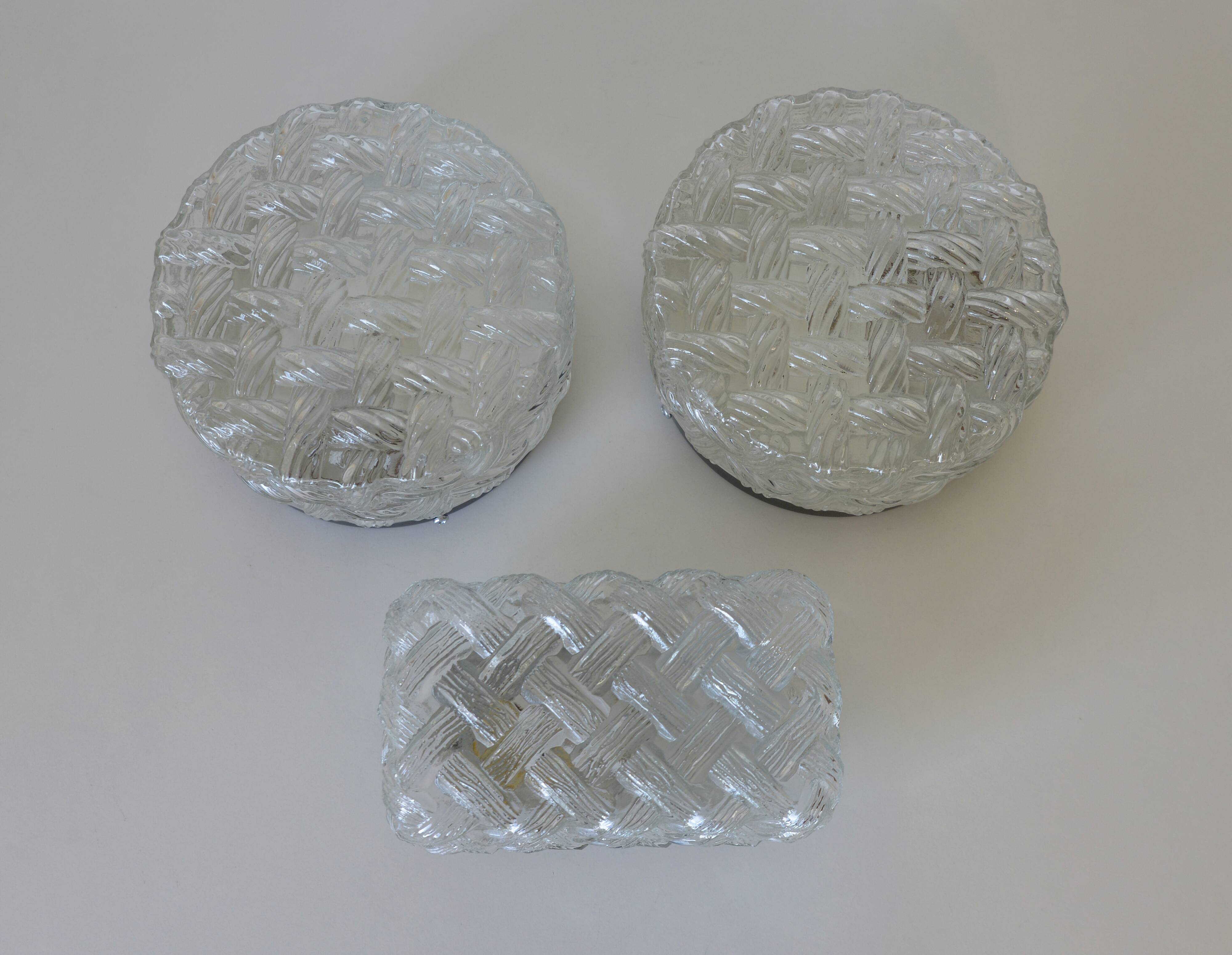 Appliques vintage, lot de 3 appliques murales, plafonnier encastré