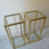 Paire de sellettes consoles dorées vintage 70’s signées Pierre Vandel