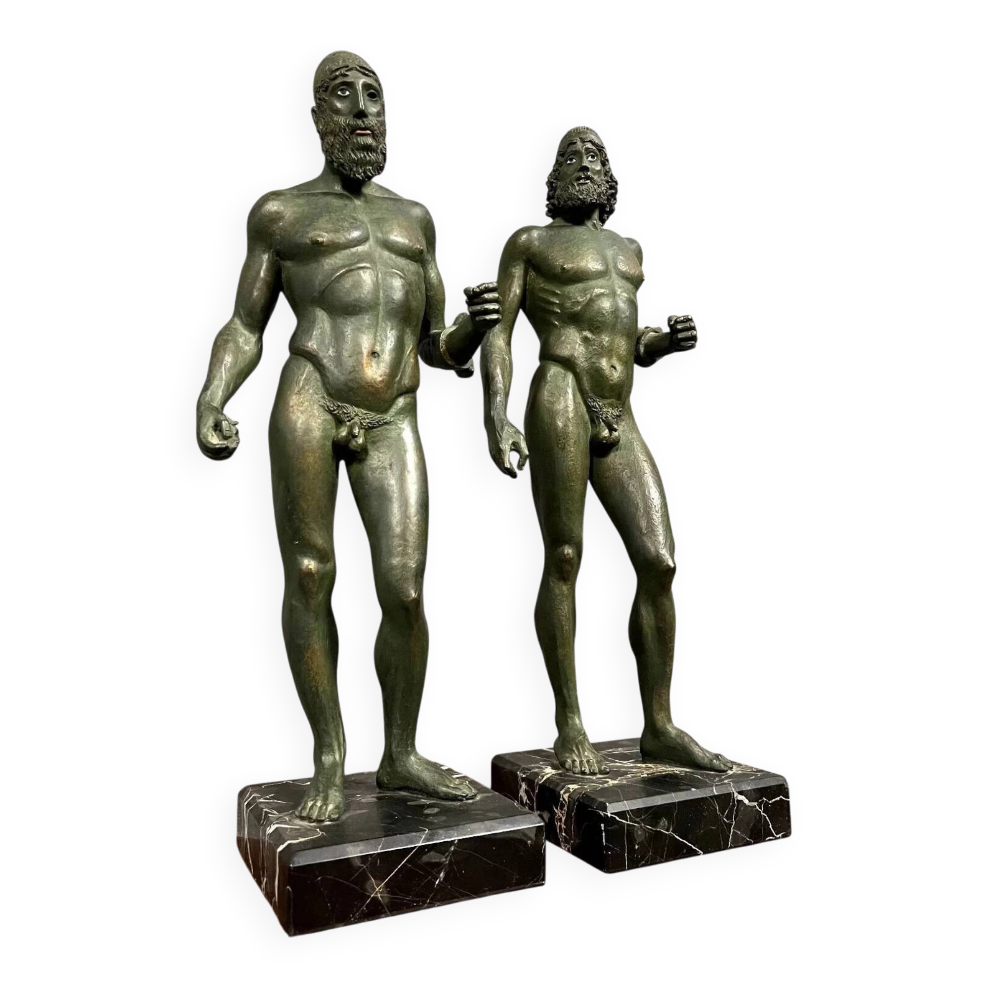 From the antique: The Warriors of Riace in cast iron with bronze patina