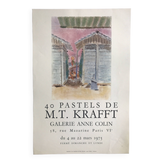 M.t. kraft, galerie anne colin, 1975. affiche originale en couleurs