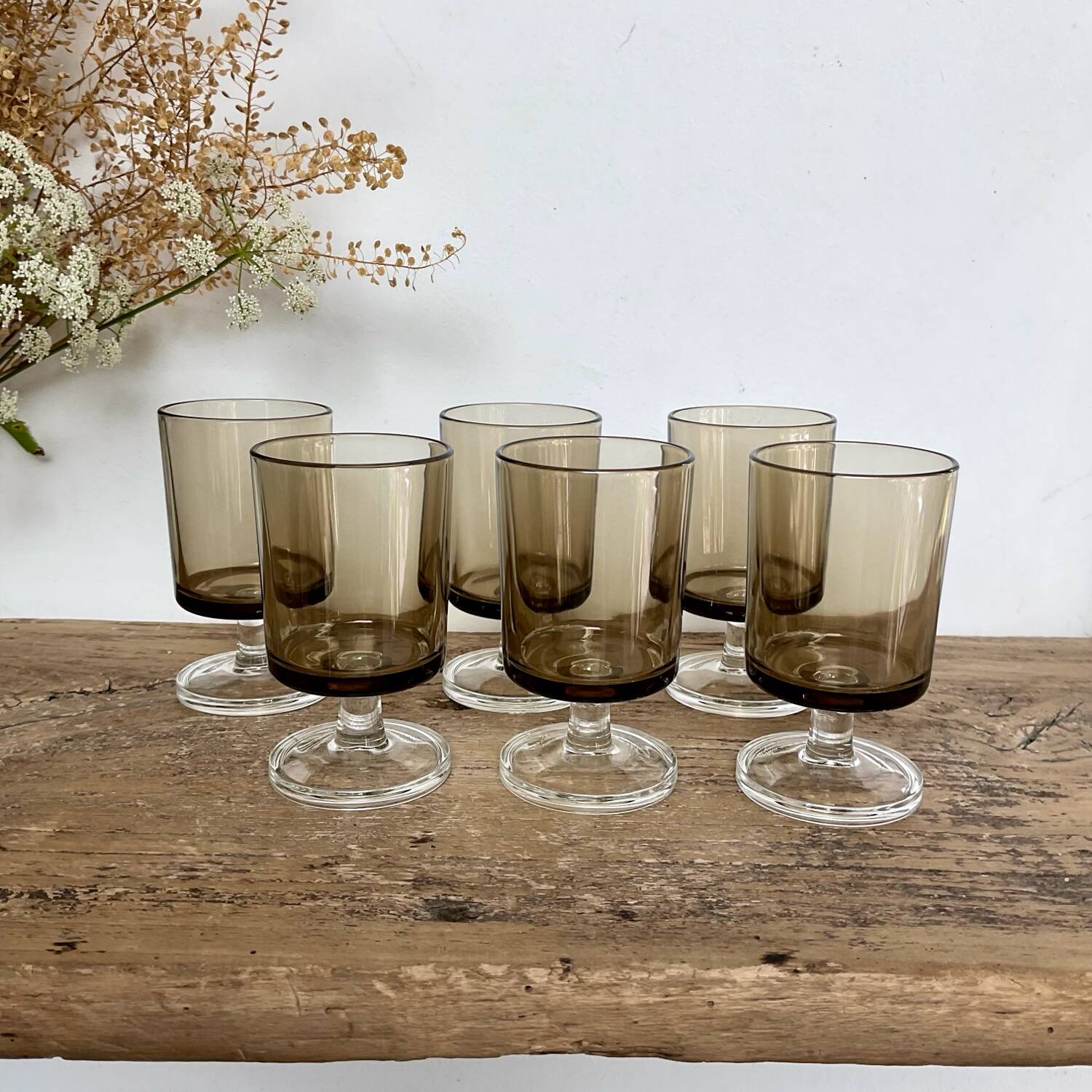 6 small smoked glasses luminarc france