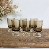 6 small smoked glasses luminarc france