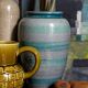 Ceramic vase scarified with gray-blue enamel