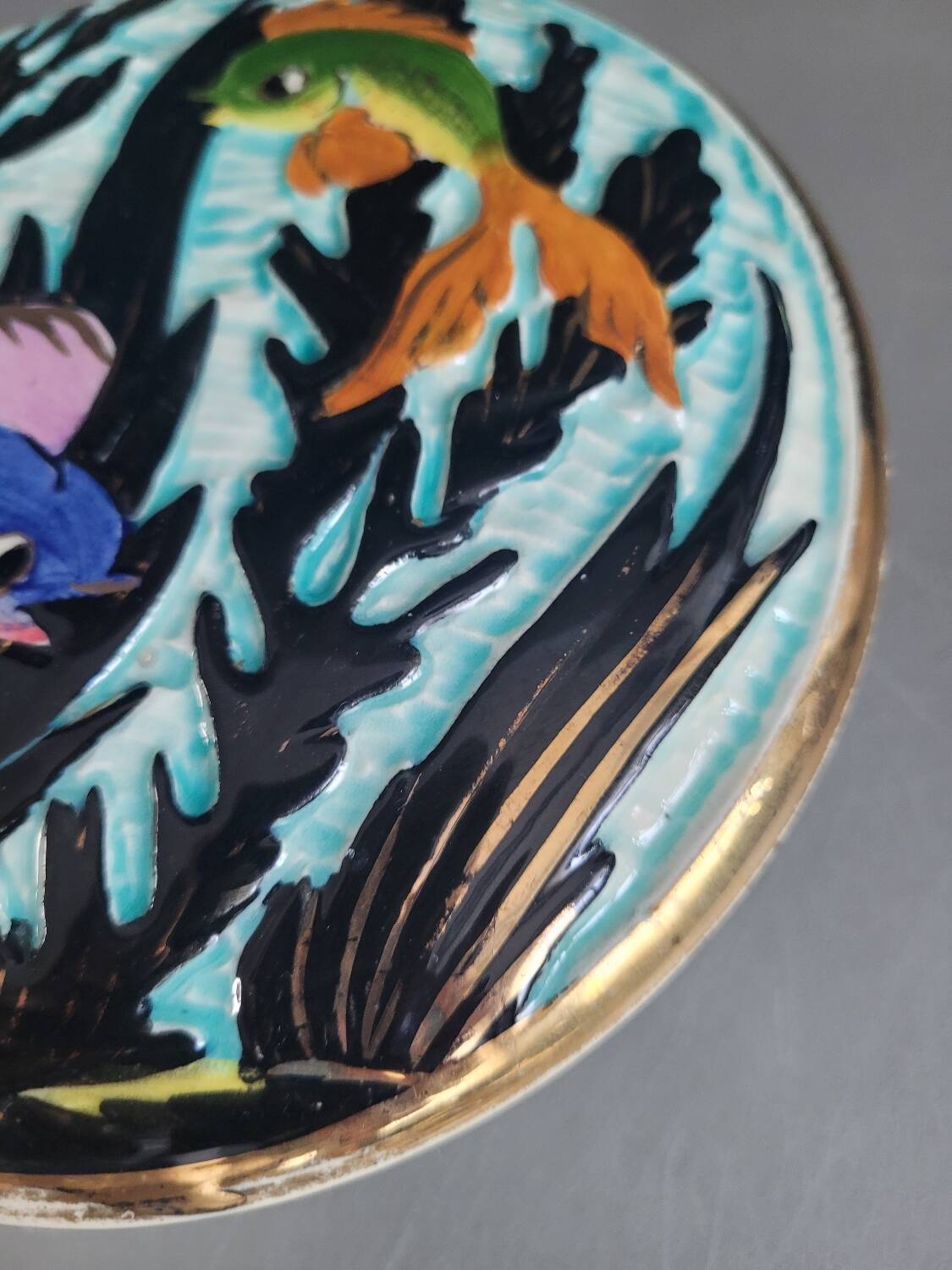 Ceramic candy box with fish motifs