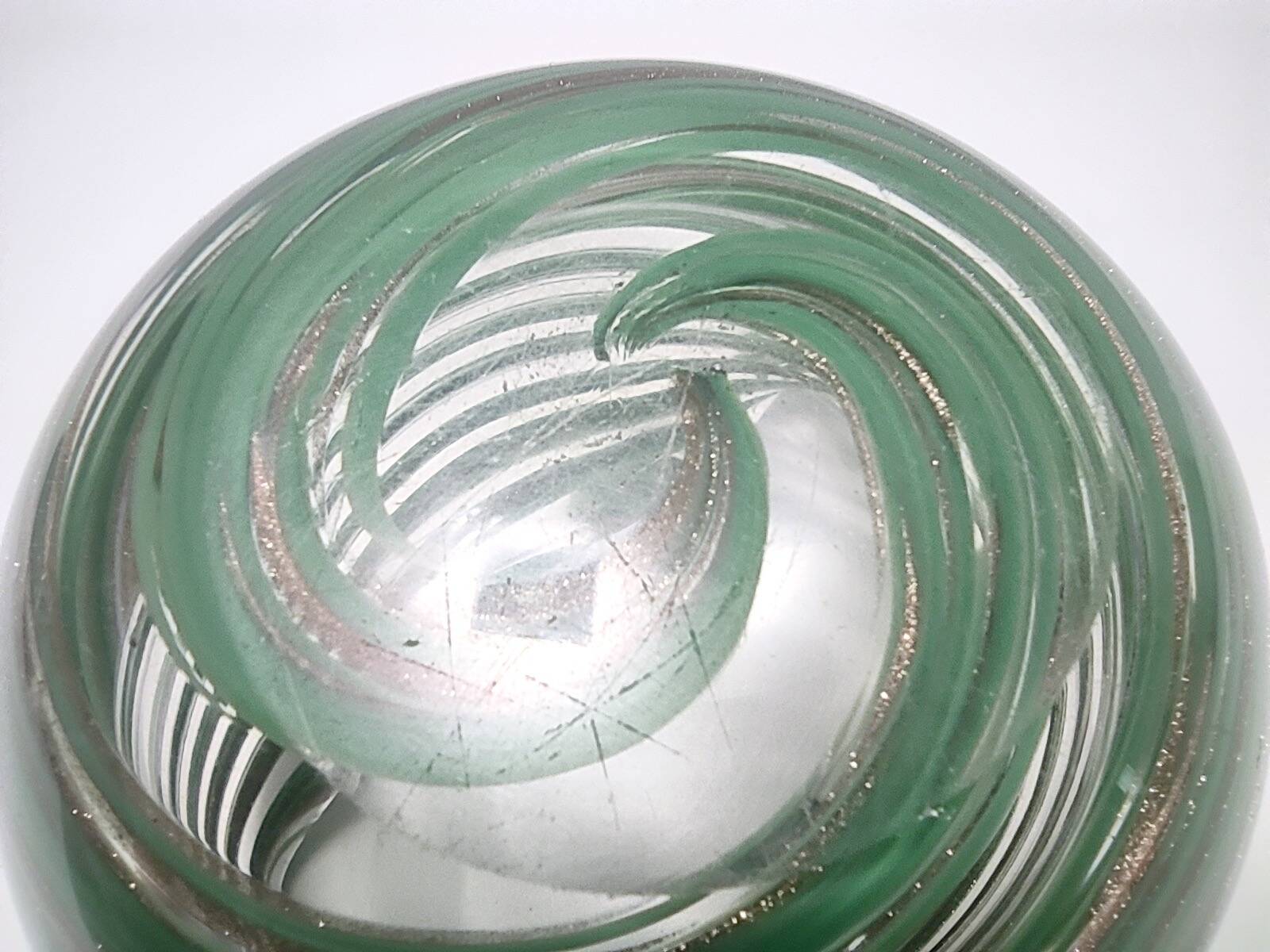 Murano Glass Bowl or Ashtray with Green Canes and Aventurine Glass, Italy