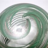 Murano Glass Bowl or Ashtray with Green Canes and Aventurine Glass, Italy