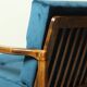 Vintage armchair navy blue velvet Mid century modern design by Zenon Bączyk 1965