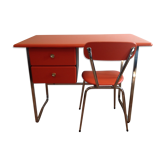 Pop orange office leatherette and chrome with his vintage chair