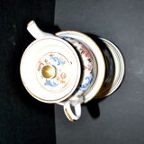 Tisanière ancienne en porcelaine de Paris veilleuse Théière à infusion fleurie peint main 19e s.