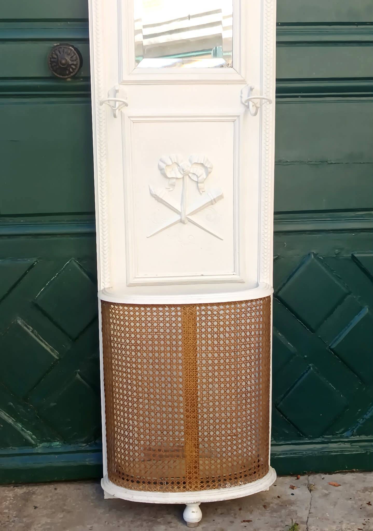 Wood and caning coat rack Louis XVI