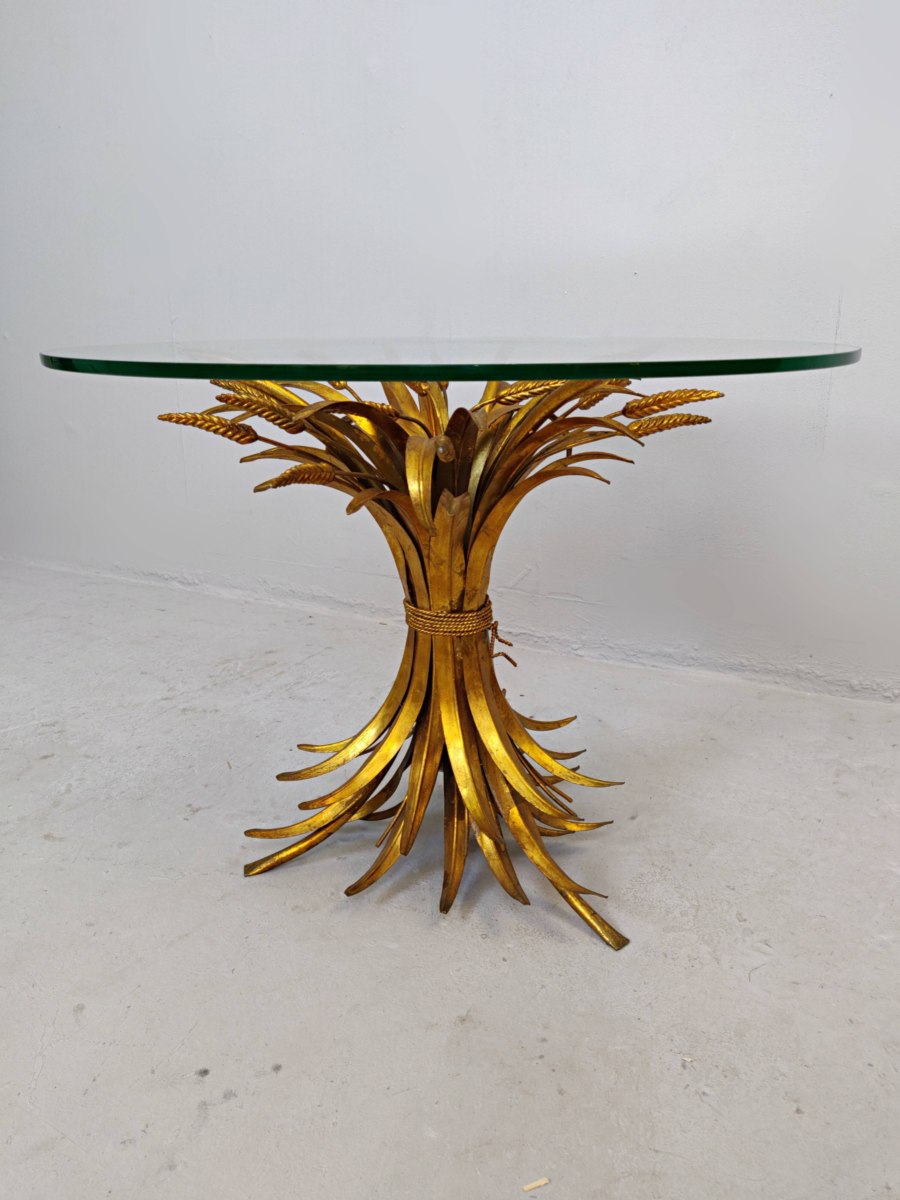 Gilt metal coffee table style Coco Chanel France 1960s