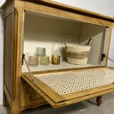 Storage unit, wooden and cane sideboard