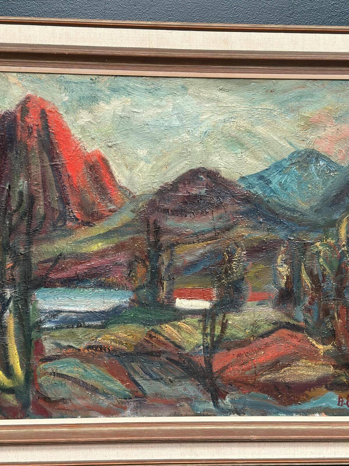 Original Mid Century Swedish Oil On Canvas – “Hut Between Hills” By B. Elvsfedt – 1962 – Vintage & Framed – 83 × 70 Cm (32.7" × 27.6")