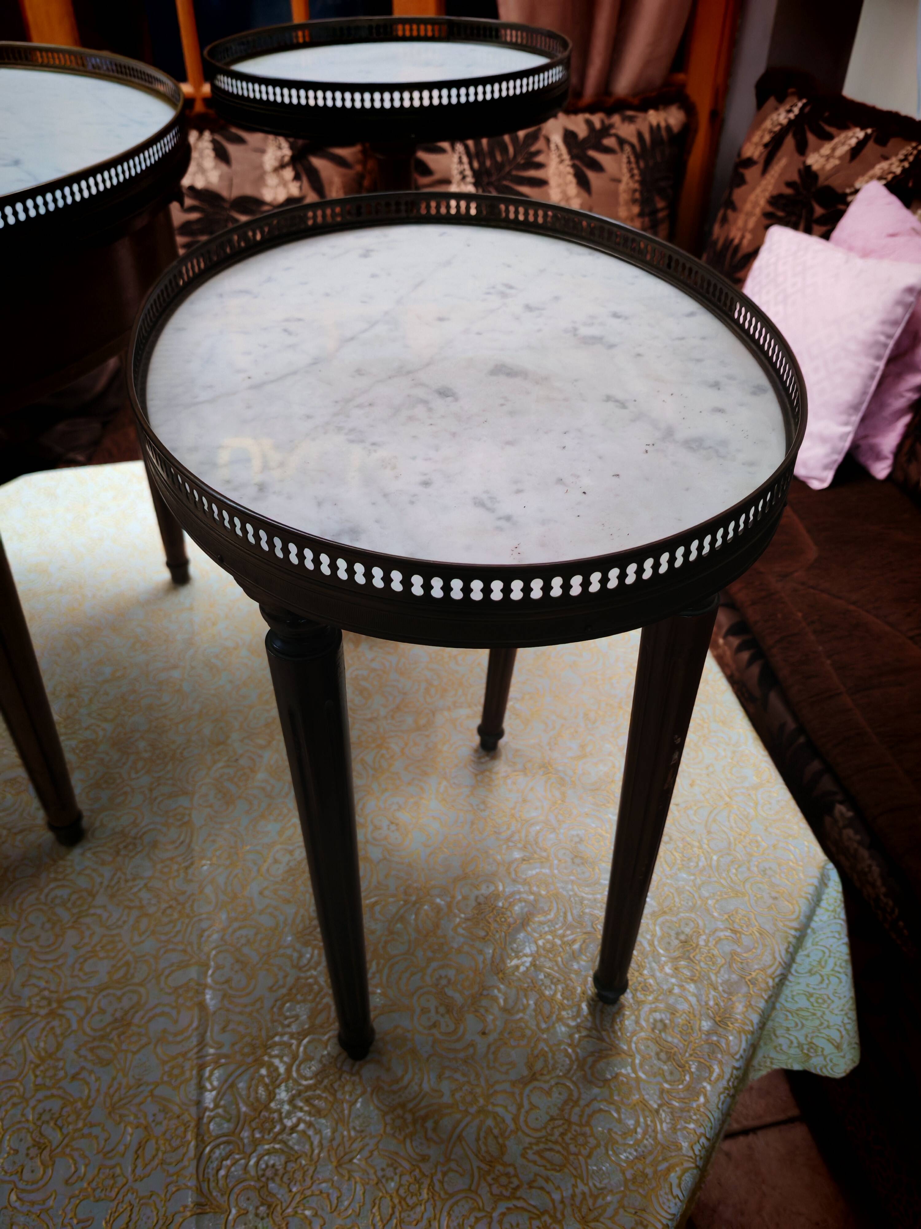 3 tripod bouillotte tables in Louis XVI style