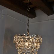 Golden Kinkeldey chandelier, cut glass, 3 levels, Germany, 1970
