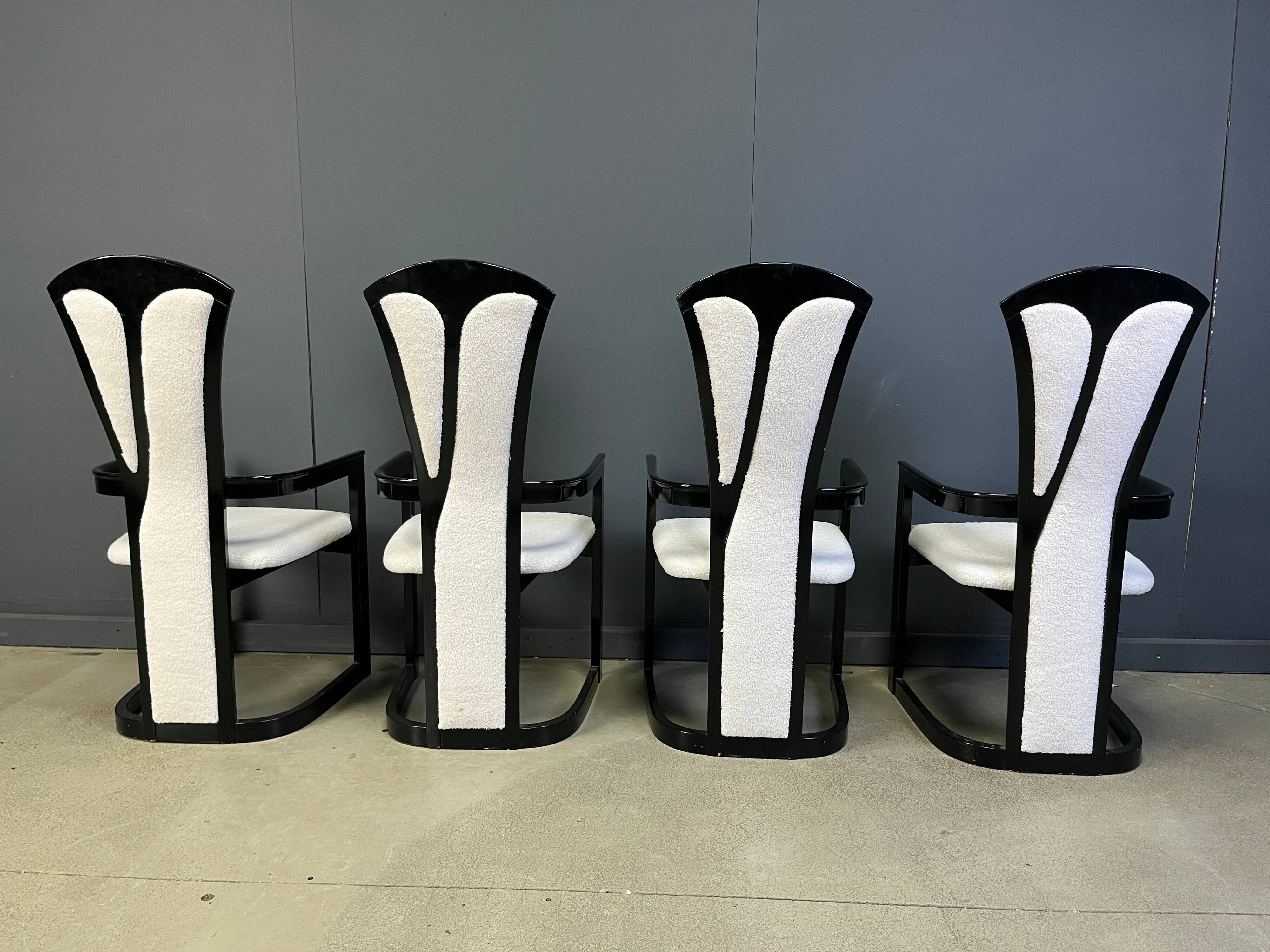 Italian lacquered wood dining chairs, 1980s