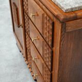 Oak Sculpted Art Deco Cabinet by Charles Dudouyt France, 1930s