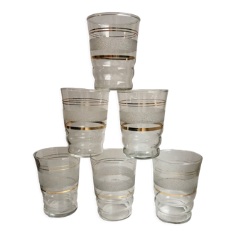 Lot de 6 verres à eau granité années 50