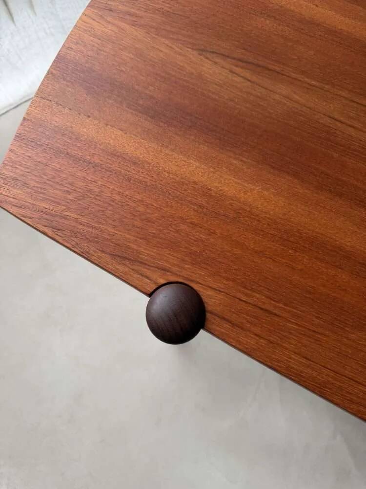 Vintage Creafort coffee table 1960s teak with rattan magazine shelf