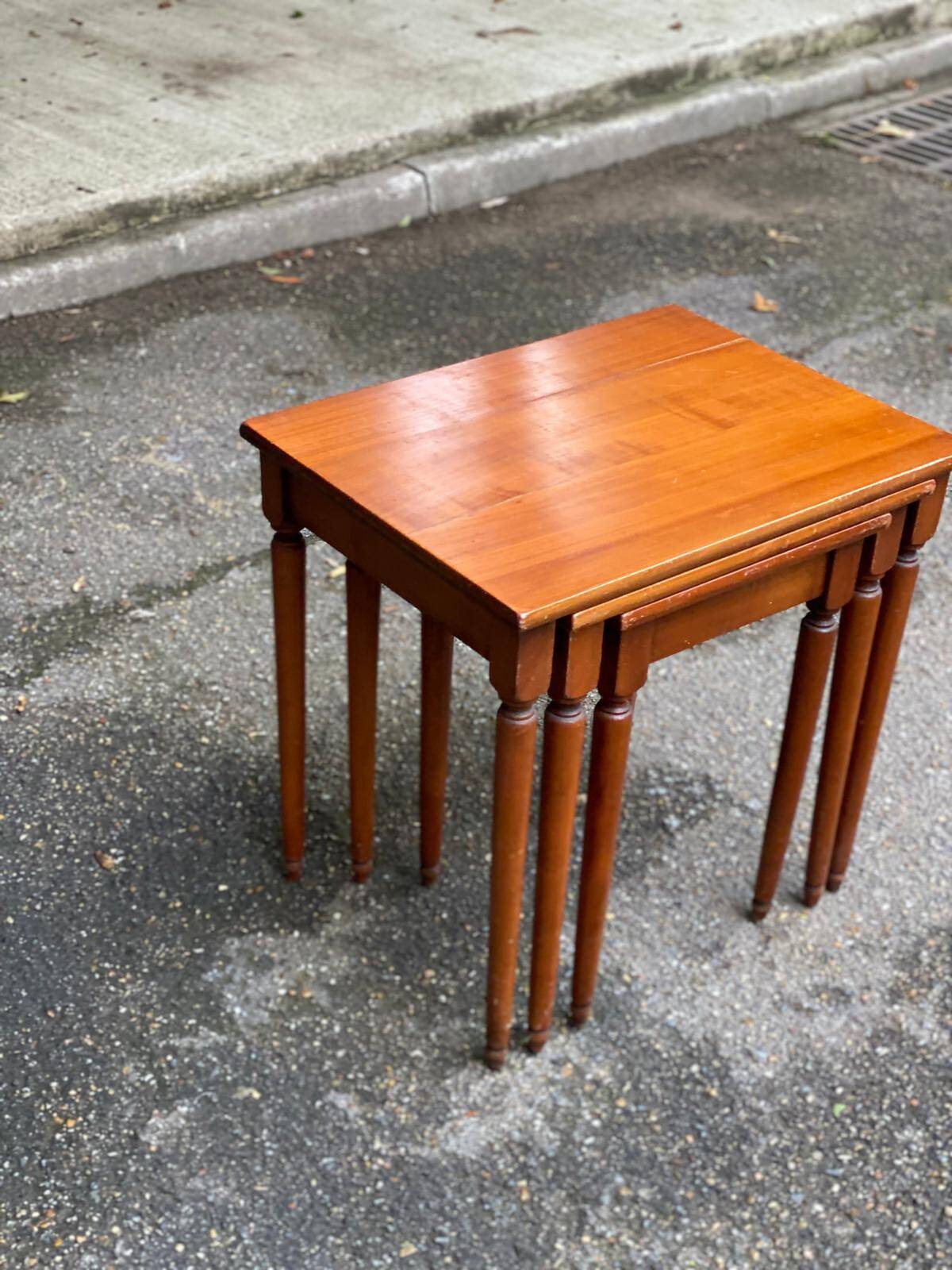 3 Louis XVI nesting coffee tables in solid wood
