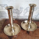 Duo of old brass candle holders