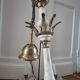 Lustre with 8 light arms in Hollywood Regency style – Gold brass and marble