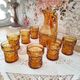 Vintage Italian orangeade or lemonade service 8 pieces 7 people textured amber glass