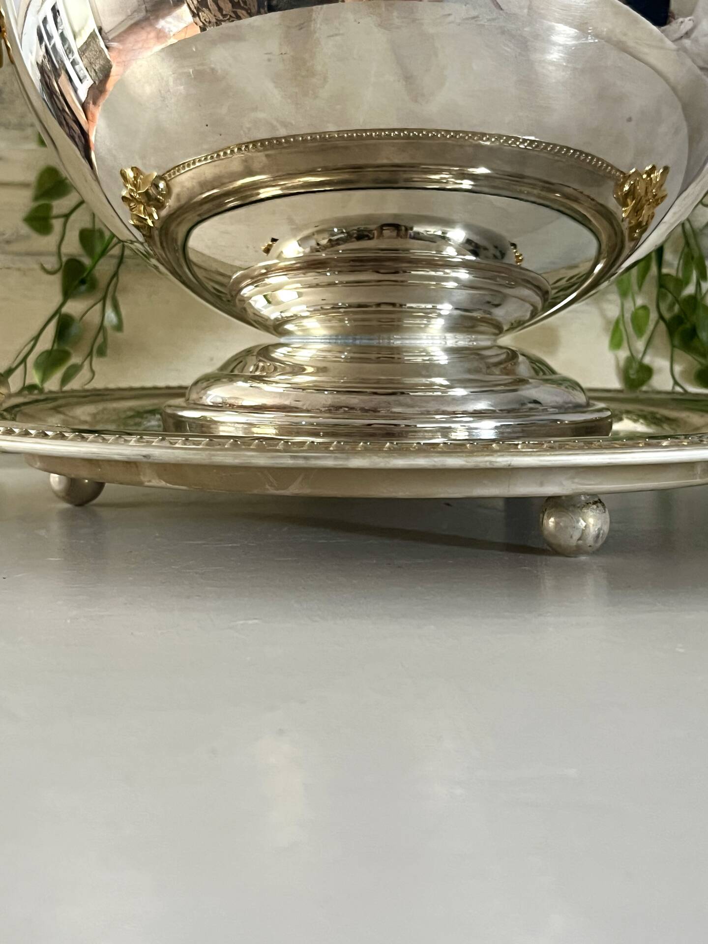 Silver Plated Grape Ice Bucket with Pedestal Tray, French ice bucket