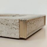 Travertine and brass ashtray