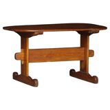 Primitive Swedish oval dining table in pine, early 20th century.