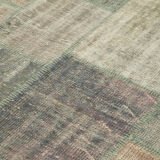 Handmade anatolian overdyed 175 cm x 242 cm grey patchwork carpet