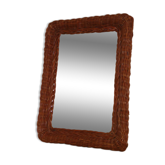 Miroir en osier vintage