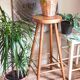 Vintage solid blond wood bar stool