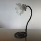 Art deco lamp in hammered wrought iron and tulip in glass, 30s 40s