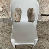 Antique chair stamp design henri massonnet plastic grey 80's vintage