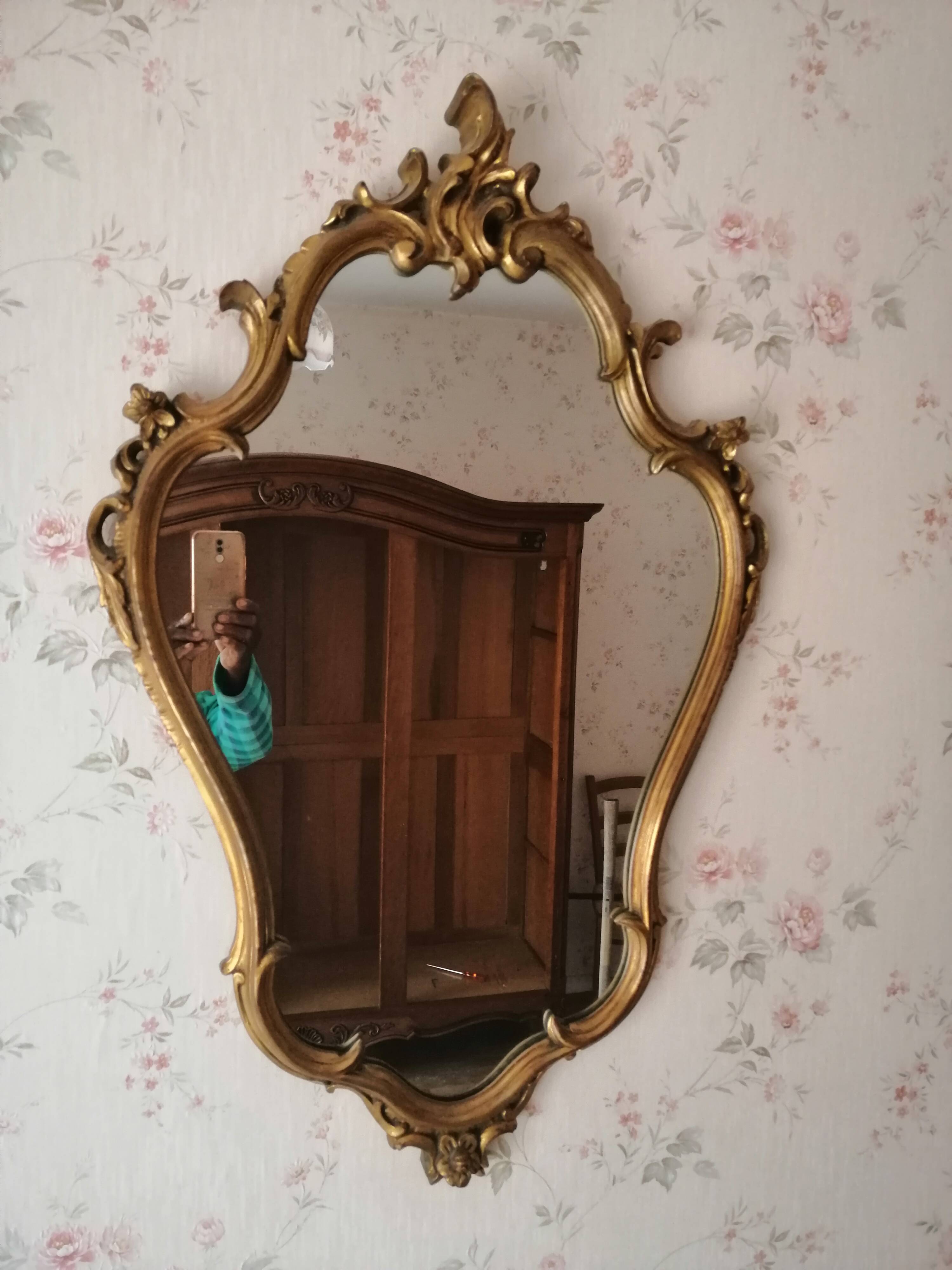 Baroque mirror carved wood  84x54cm