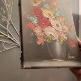 Tableau bouquet de fleurs signé Frederick