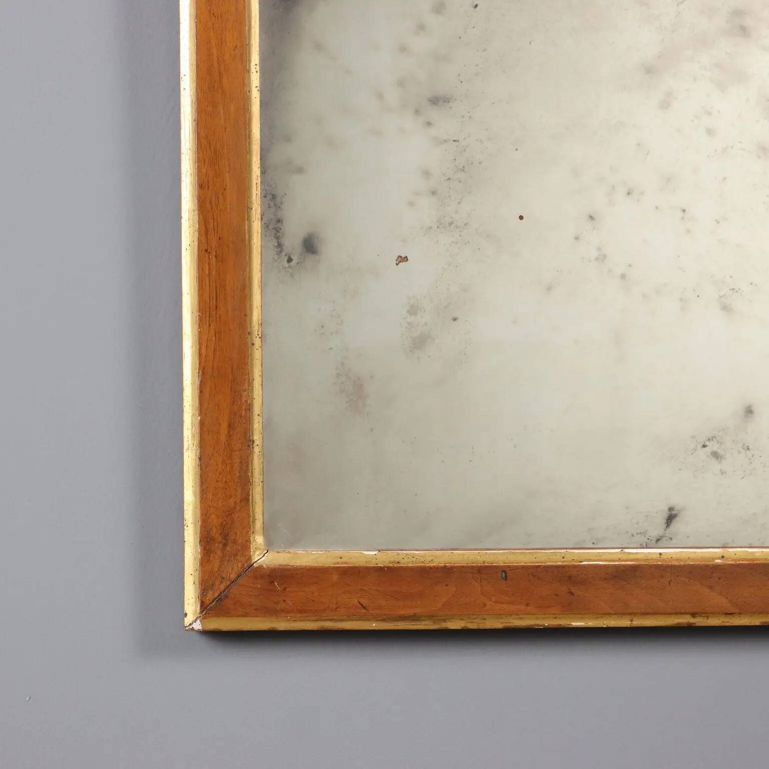 Antique walnut mirror with mercury glass, Italy, 19th century