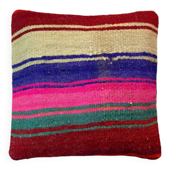 Vintage turkish kilim cushion cover , 40 x 40 cm