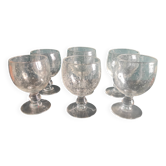 Vintage French set of 6 large water cups from Biot