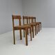 4 Italian wooden dining chairs with rattan seating