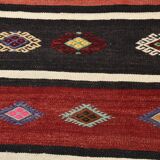 5x7 Red Black Handmade Persian Kilim Rug, 168x228Cm