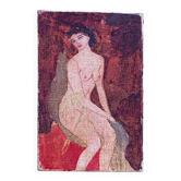 Peinture à l'huile expressionniste d'une femme nue, sans cadre
